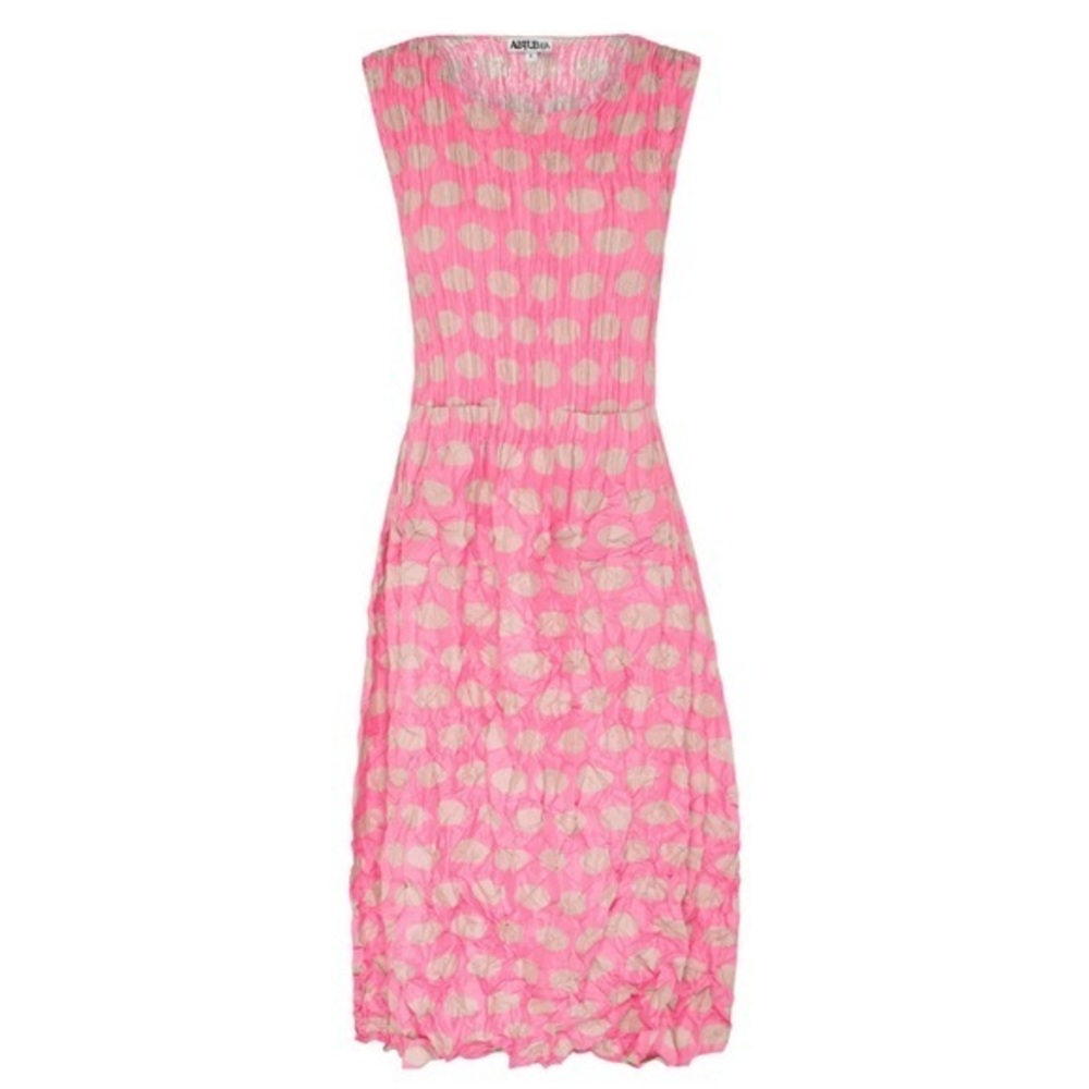 Alquema Crinkle Smash Pocket Dress 0 Pink Beige Elliptical Spot